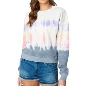 Blank NYC Sweatshirt Women XS Gray Tie Dye Crop Into The Groove NWT